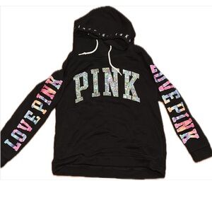 PINK Victoria's Secret Black Hoodie Watercolor